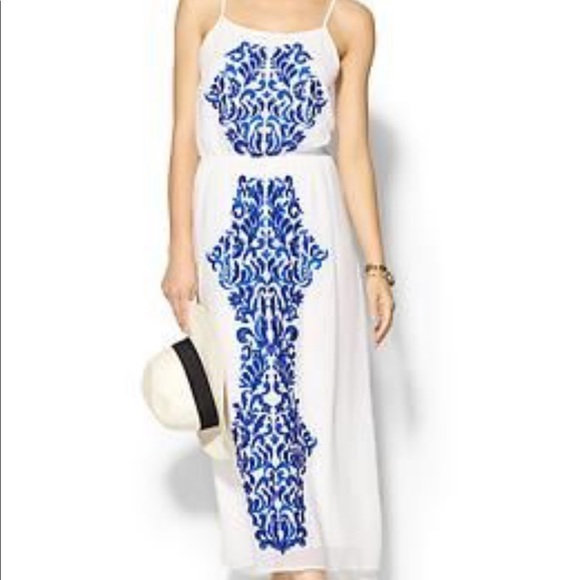 Sabine white maxi dress with blue beadwork - Picture 6 of 6
